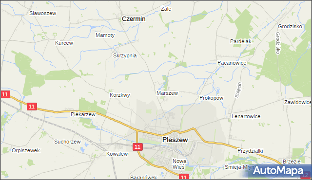 mapa Marszew gmina Pleszew, Marszew gmina Pleszew na mapie Targeo