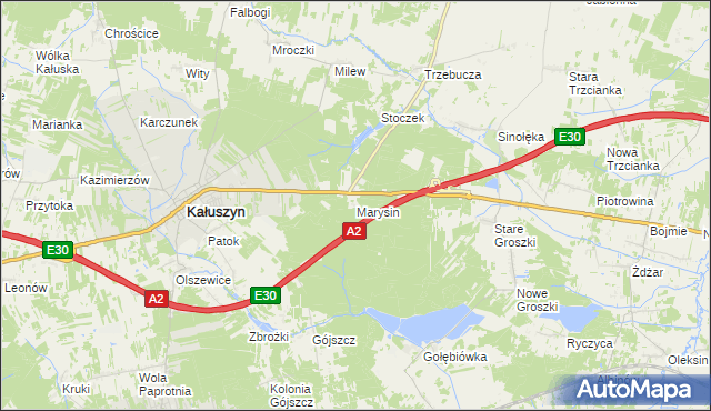 mapa Marysin gmina Kałuszyn, Marysin gmina Kałuszyn na mapie Targeo