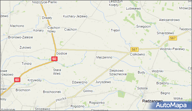 mapa Męczenino, Męczenino na mapie Targeo