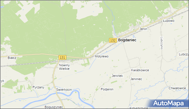 mapa Motylewo, Motylewo na mapie Targeo