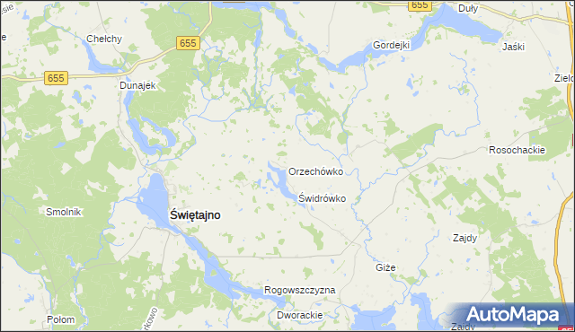 mapa Orzechówko gmina Świętajno, Orzechówko gmina Świętajno na mapie Targeo