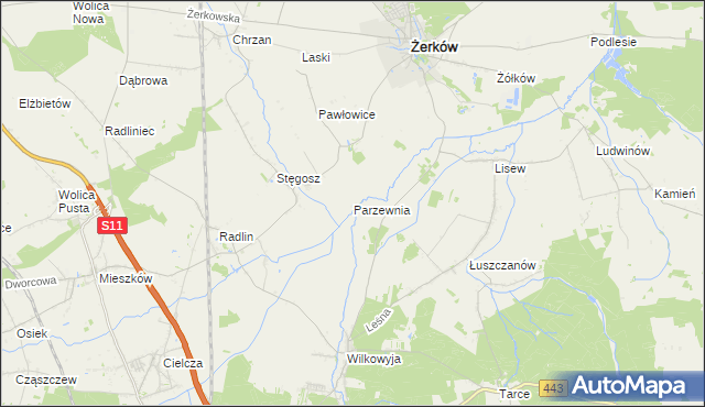 mapa Parzewnia, Parzewnia na mapie Targeo