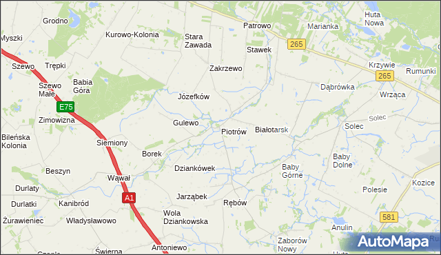 mapa Piotrów gmina Gostynin, Piotrów gmina Gostynin na mapie Targeo