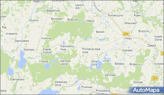 mapa Pomieczyńska Huta, Pomieczyńska Huta na mapie Targeo