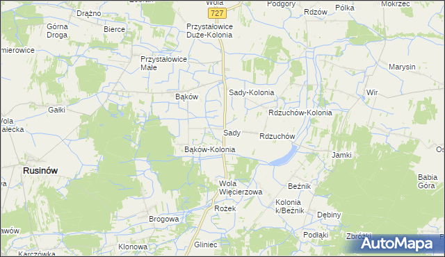 mapa Sady gmina Potworów, Sady gmina Potworów na mapie Targeo