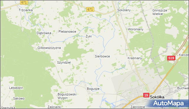 mapa Sierbowce, Sierbowce na mapie Targeo