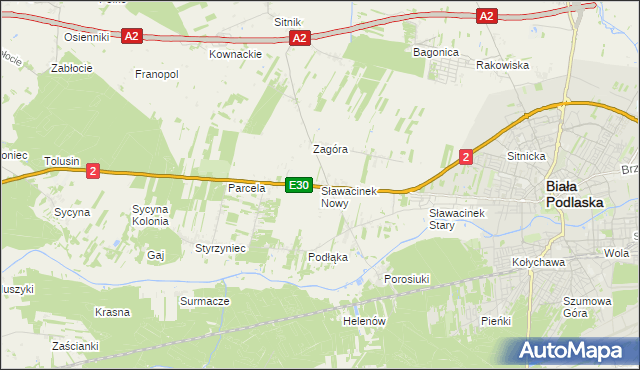 mapa Sławacinek Nowy, Sławacinek Nowy na mapie Targeo
