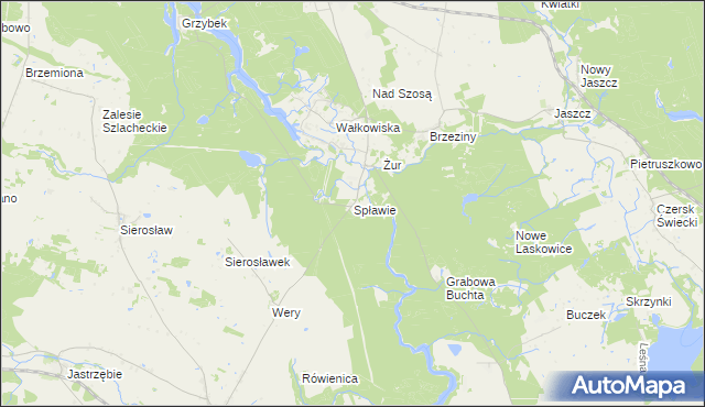 mapa Spławie gmina Drzycim, Spławie gmina Drzycim na mapie Targeo