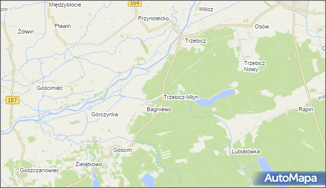 mapa Trzebicz-Młyn, Trzebicz-Młyn na mapie Targeo