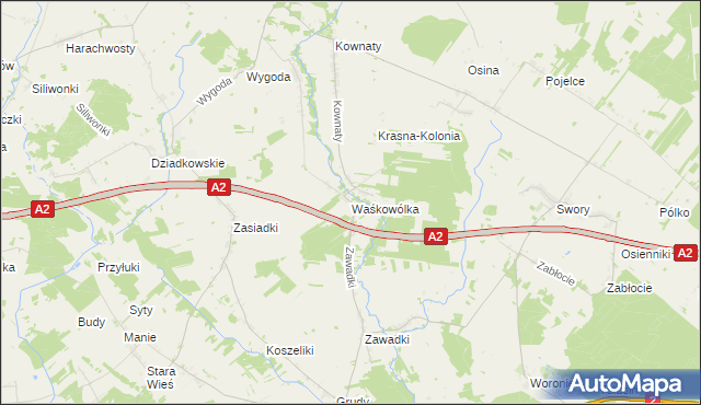 mapa Waśkowólka, Waśkowólka na mapie Targeo