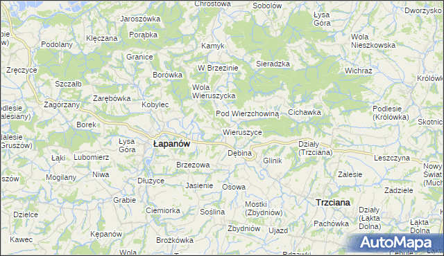 mapa Wieruszyce, Wieruszyce na mapie Targeo