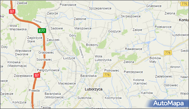 mapa Wola Luborzycka, Wola Luborzycka na mapie Targeo