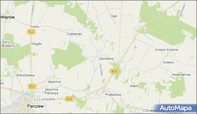 mapa Zaniówka, Zaniówka na mapie Targeo