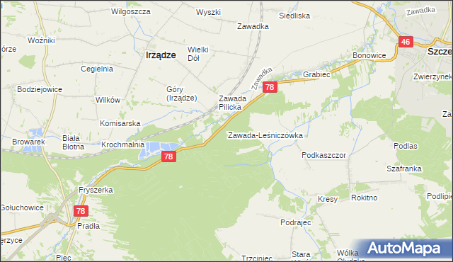 mapa Zawada-Leśniczówka, Zawada-Leśniczówka na mapie Targeo