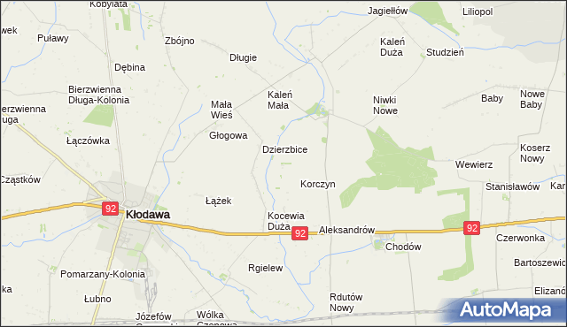 mapa Zieleniec gmina Chodów, Zieleniec gmina Chodów na mapie Targeo