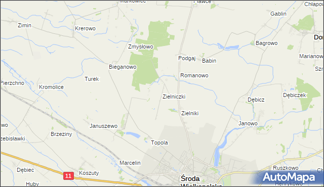 mapa Zielniczki, Zielniczki na mapie Targeo