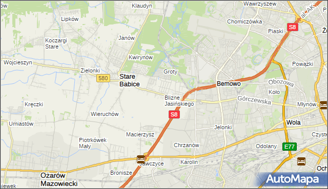 mapa Blizne Jasińskiego, Blizne Jasińskiego na mapie Targeo