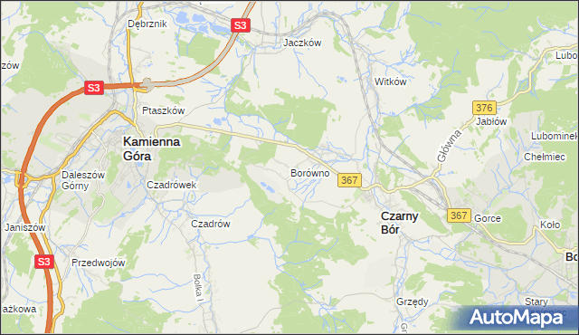 mapa Borówno gmina Czarny Bór, Borówno gmina Czarny Bór na mapie Targeo