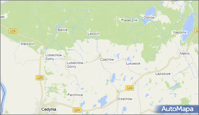 mapa Czachów gmina Cedynia, Czachów gmina Cedynia na mapie Targeo