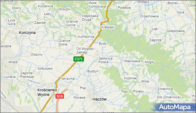 mapa Jabłonica Polska, Jabłonica Polska na mapie Targeo
