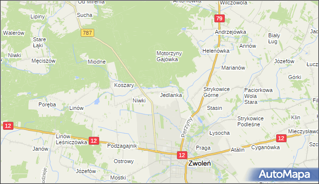 mapa Jedlanka gmina Zwoleń, Jedlanka gmina Zwoleń na mapie Targeo