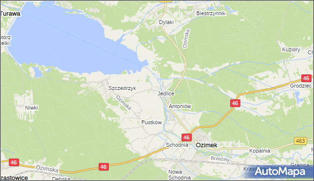 mapa Jedlice gmina Ozimek, Jedlice gmina Ozimek na mapie Targeo