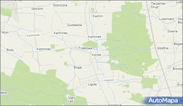 mapa Koryta gmina Raszków, Koryta gmina Raszków na mapie Targeo