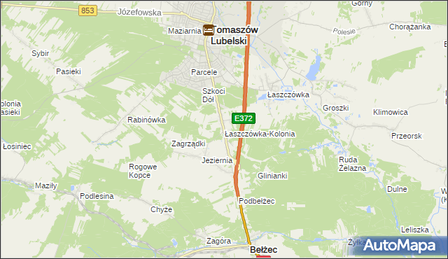 mapa Łaszczówka-Kolonia, Łaszczówka-Kolonia na mapie Targeo