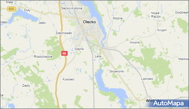 mapa Lesk gmina Olecko, Lesk gmina Olecko na mapie Targeo