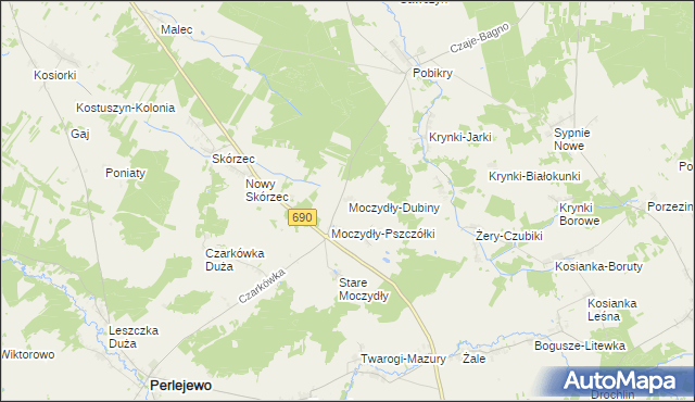 mapa Moczydły-Dubiny, Moczydły-Dubiny na mapie Targeo