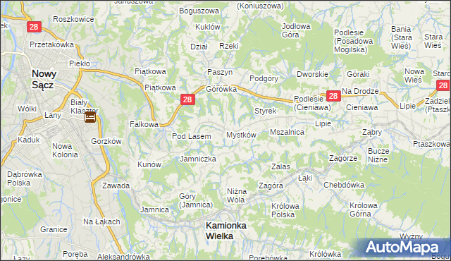 mapa Mystków, Mystków na mapie Targeo