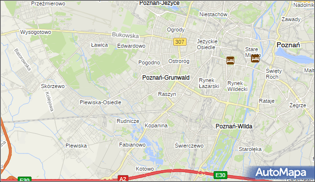 mapa Raszyn gmina Poznań, Raszyn gmina Poznań na mapie Targeo