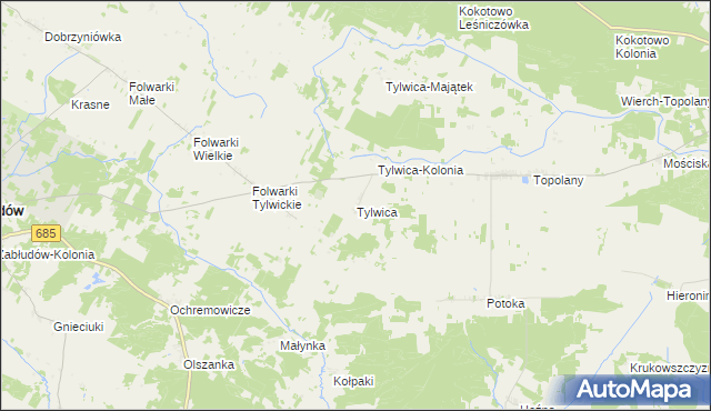 mapa Tylwica, Tylwica na mapie Targeo