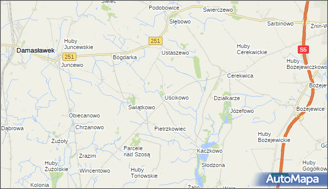 mapa Uścikowo gmina Żnin, Uścikowo gmina Żnin na mapie Targeo