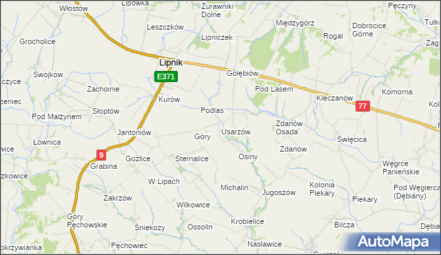 mapa Usarzów, Usarzów na mapie Targeo