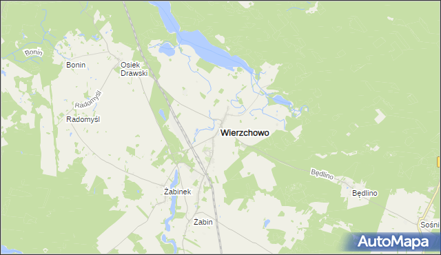 mapa Wierzchowo powiat drawski, Wierzchowo powiat drawski na mapie Targeo