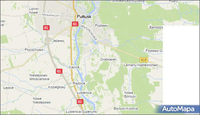mapa Grabówiec gmina Pułtusk, Grabówiec gmina Pułtusk na mapie Targeo