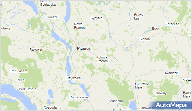 mapa Kolonia Przerośl, Kolonia Przerośl na mapie Targeo