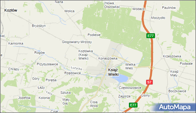 mapa Konaszówka, Konaszówka na mapie Targeo