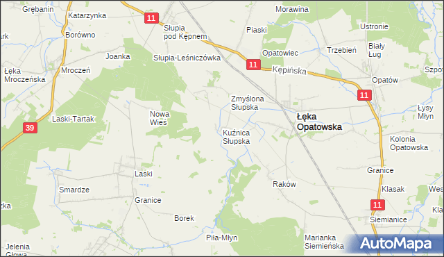 mapa Kuźnica Słupska, Kuźnica Słupska na mapie Targeo