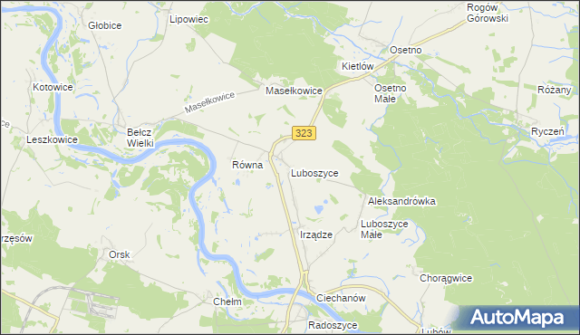 mapa Luboszyce gmina Jemielno, Luboszyce gmina Jemielno na mapie Targeo