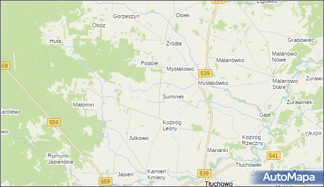 mapa Suminek, Suminek na mapie Targeo