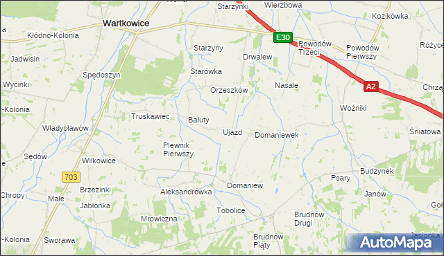 mapa Ujazd gmina Wartkowice, Ujazd gmina Wartkowice na mapie Targeo