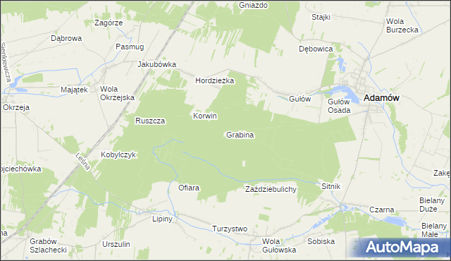 mapa Grabina gmina Adamów, Grabina gmina Adamów na mapie Targeo