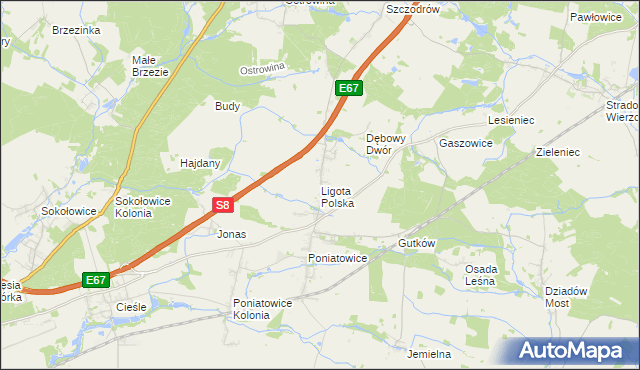 mapa Ligota Polska, Ligota Polska na mapie Targeo