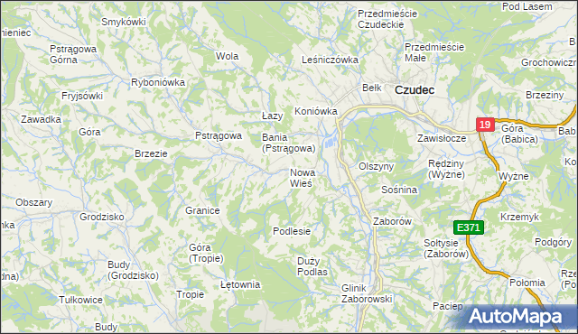 mapa Nowa Wieś gmina Czudec, Nowa Wieś gmina Czudec na mapie Targeo