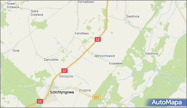 mapa Jędrzychowice gmina Szlichtyngowa, Jędrzychowice gmina Szlichtyngowa na mapie Targeo