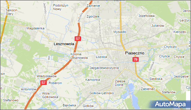 mapa Łoziska, Łoziska na mapie Targeo