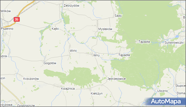 mapa Wiry gmina Marcinowice, Wiry gmina Marcinowice na mapie Targeo