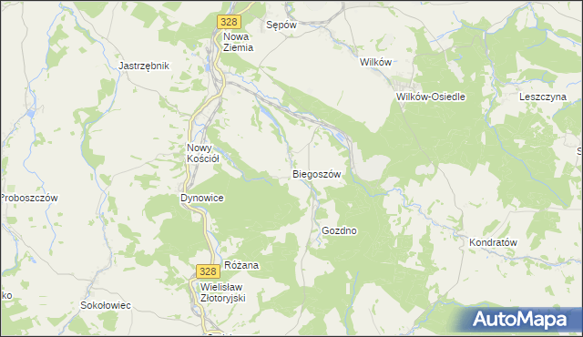 mapa Biegoszów, Biegoszów na mapie Targeo